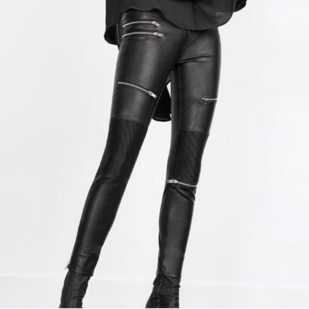 Zara black faux leather leggings/pants